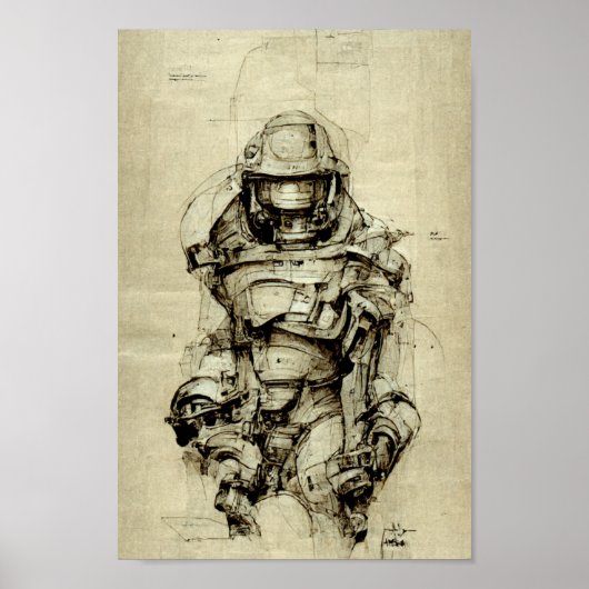 Master Chief Sketch Poster (Voorkant)