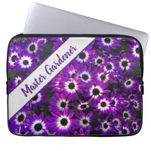 Master Gardener Bright Paarse aanvalfoto Floral Laptop Sleeve