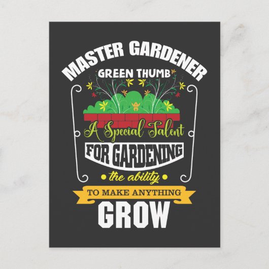 Master Gardener Green Thumb Plant Flower Briefkaart (Voorkant)