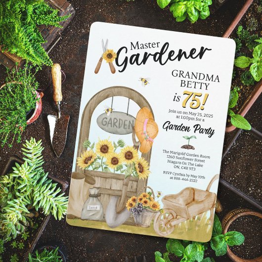 Master Gardener Verjaardag Uitnodiging