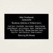 Master Locksmith Cartes de visite professionnels (Dos)