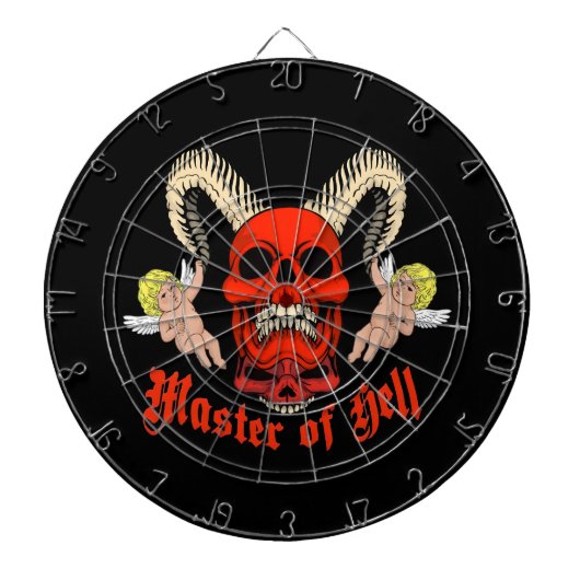 Master of Hell Gothic Skull and Cherubs Design Dartbord (Voorkant)