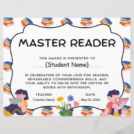 Master Reader Student Recognition Award