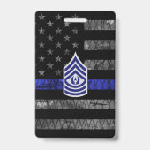Master Sergeant Thin Blue Line Distressed Flag Badge (Achterkant)