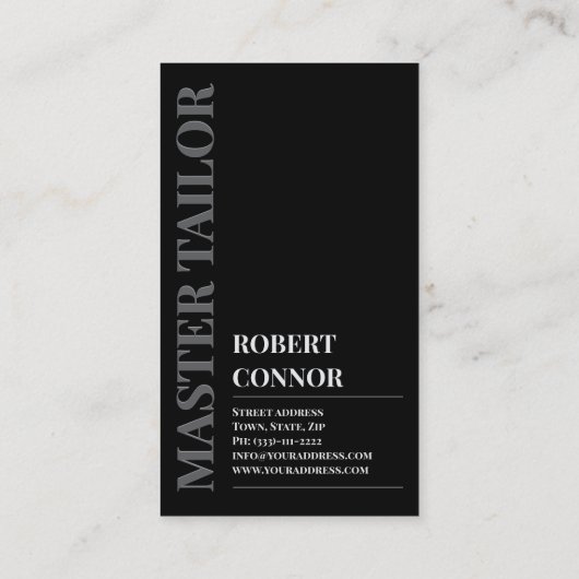 Master Tailor Classic Black Tuxedo Boutique Visitekaartje (Achterkant)