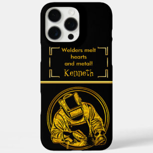 Master Welder Crafting Perfect Metal iPhone 16 Pro Max Hoesje