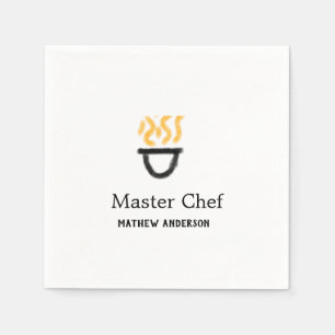 Masterchef voeg naam toe zwarte pan gele rook servet