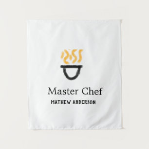 Masterchef voeg naam toe zwarte pan gele rook wandkleed