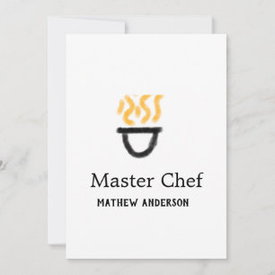 Masterchef voeg naam toe zwarte pan gele vuur rook kaart