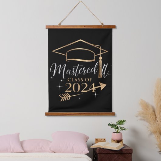 Mastered It Class van 2024 Afstuderen Gifts voor h Hangend Wandkleed (Slaapkamer)