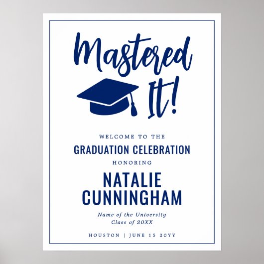 Mastered It Masters Degree Graduation Welcome Poster (Voorkant)