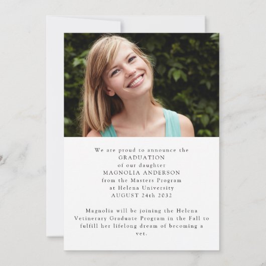 Mastering It Photo Graduation Faire-part (Dos)