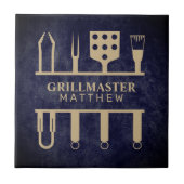 Masternaam vaders zeemleder textuur tegeltje (Voorkant)