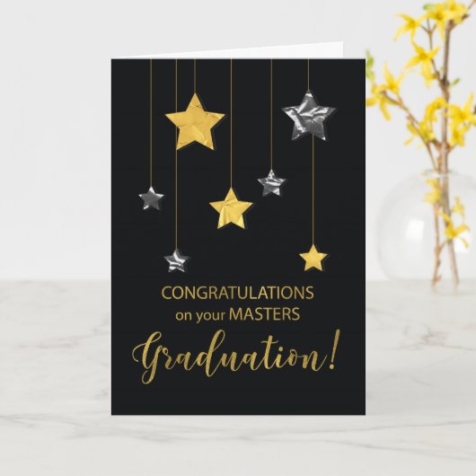 Masters Afstuderen Goud en Zilver Gefeliciteerd Kaart (Gele Bloem)