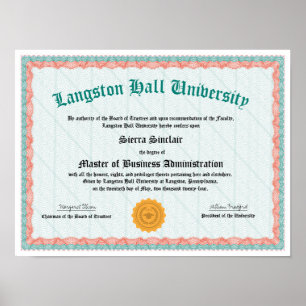 Master's Degree Diploma Replica Poster