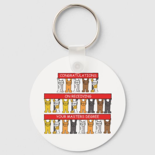 Masters gradin Gefeliciteerd Cartoon Katten Sleutelhanger (Voorkant)