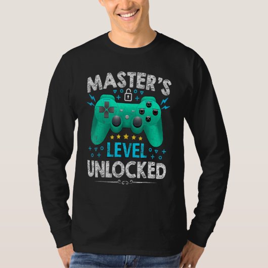 Master's level ontgrendelde gamer eerste dag van d t-shirt (Voorkant)