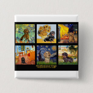 Masterstuk Composiet-Dachshunds Vierkante Button 5,1 Cm