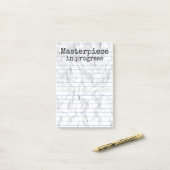 Masterstuk in uitvoering bij Ruled Crumpled 4x6 Post-it® Notes (Op bureau)