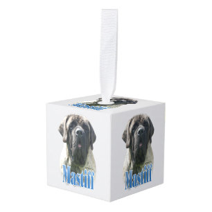 Mastiff (brindle) Naam Kubus Ornament