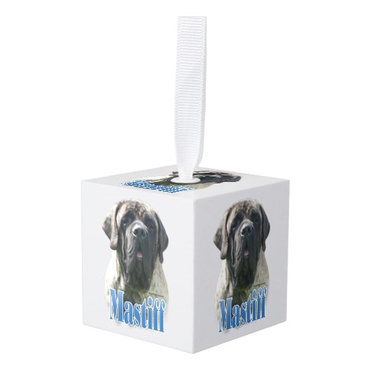 Mastiff (brindle) Naam Kubus Ornament (Voorkant hoekig)