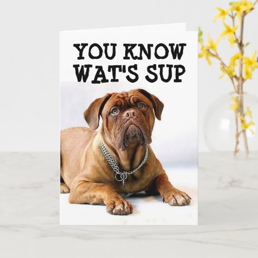 MASTIFF CHIEN CARTE D'ANNIVERSAIRE (Fleur jaune)