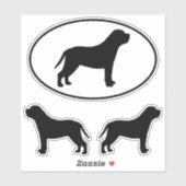 Mastiff Chien Silhouettes Sticker Vinyl Set (Feuille)
