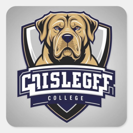 Mastiff Dog: College Logo Vierkante Sticker (Voorkant)