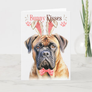 Mastiff Dog in Bunny Ears voor Pasen Feestdagen Kaart