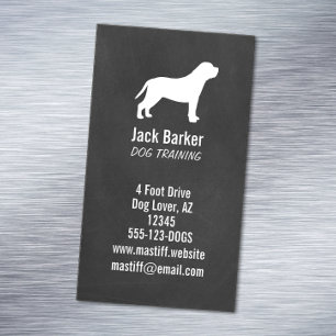 Mastiff Dog Silhouette Chalkboard Style Verticaal Magnetisch Visitekaartje