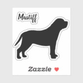Mastiff Dog Silhouette Vinyl Sticker (Vel)