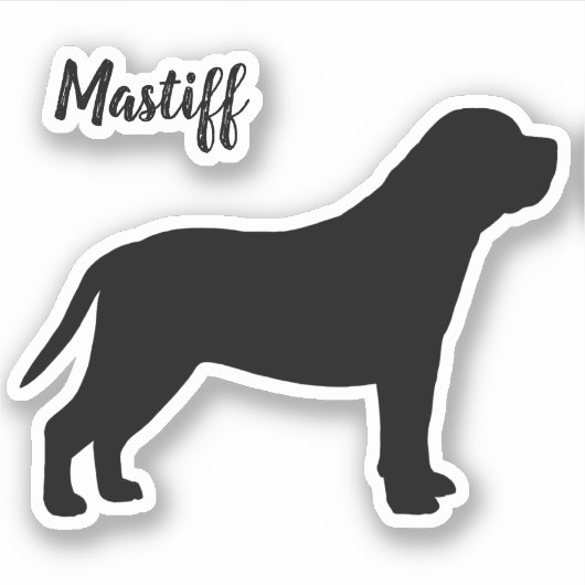 Mastiff Dog Silhouette Vinyl Sticker (Voorkant)