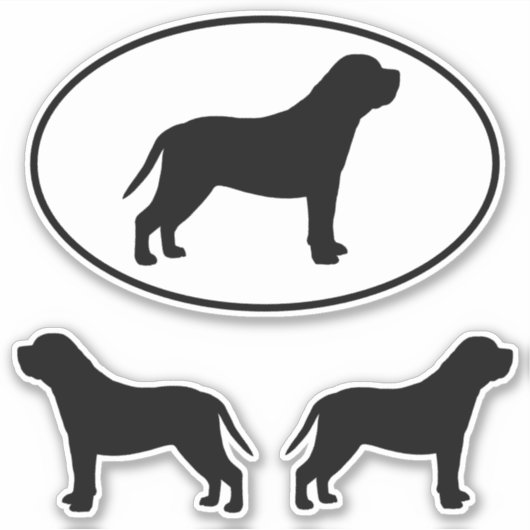 Mastiff Dog Silhouettes Vinyl Sticker Set (Voorkant)