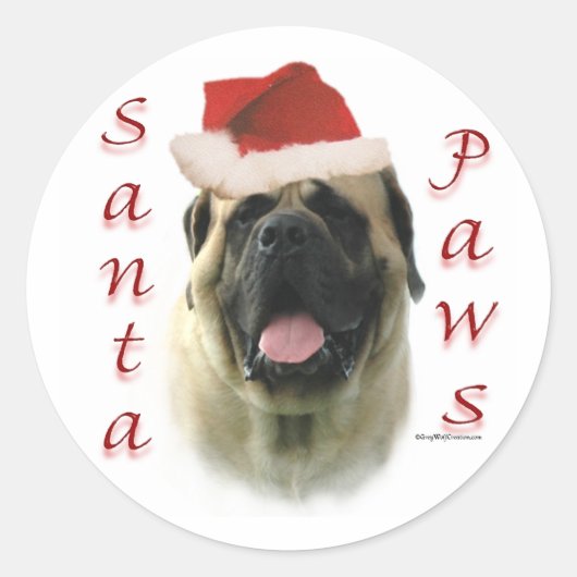 Mastiff (fawn) Santa Paws Ronde Sticker (Voorkant)