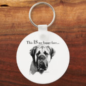 Mastiff Happy Face Sleutelhanger (Achterkant)