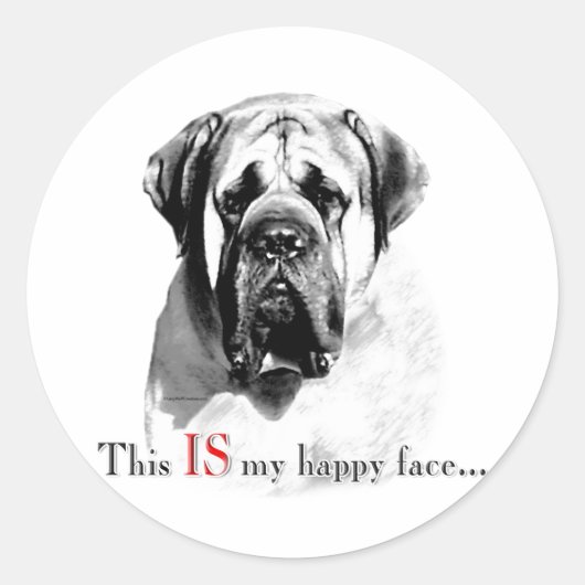 Mastiff Happy Face Sticker (Voorkant)