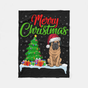 Mastiff Hond Kerstboom Lights Xmas Mastiff Dog Fleece Deken