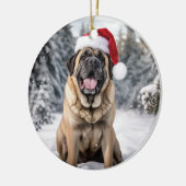Mastiff Hond Kerstmis Keepsake Keramisch Ornament (Links)