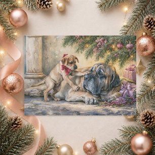 Mastiff-hond puppy kerstboom  feestdagenkaart