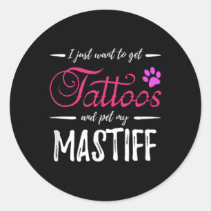Mastiff Hondenliefhebber Tattoo Funny Dog Mom Gift Ronde Sticker