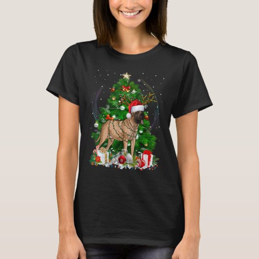 Mastiff kerstboom Light Pajama Dog-programma's T-shirt (Voorkant)
