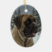 Mastiff kerstversiering keramisch ornament (Achterkant)