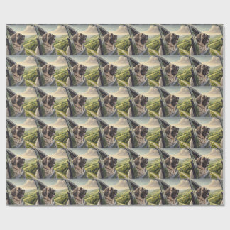Mastiff Roadtrip Schilderachtige Landschap Aquarel Cadeaupapier