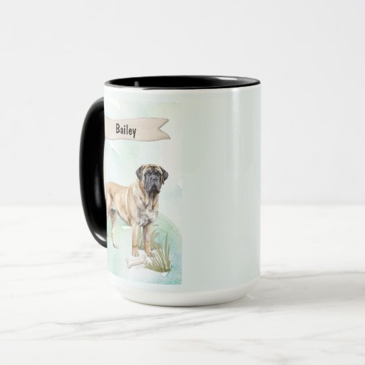 Mastiff Watercolor Personalized Dog Mok (Voorkant links)