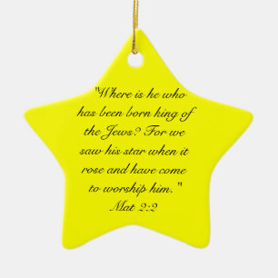 Mat 2:10 Toen ze de ster zagen, waren ze blij ex Keramisch Ornament
