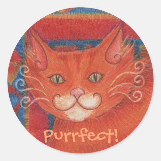 Mat Cats 'Purrfect!' autocollant rond (Devant)