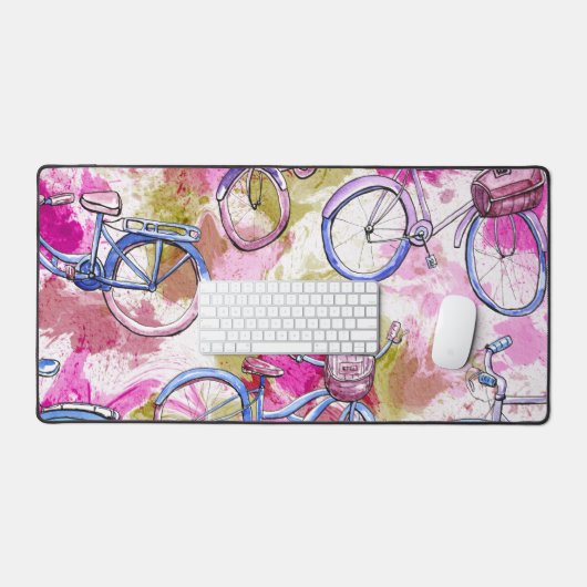Mat de bureau à vélo rose (Clavier et souris)