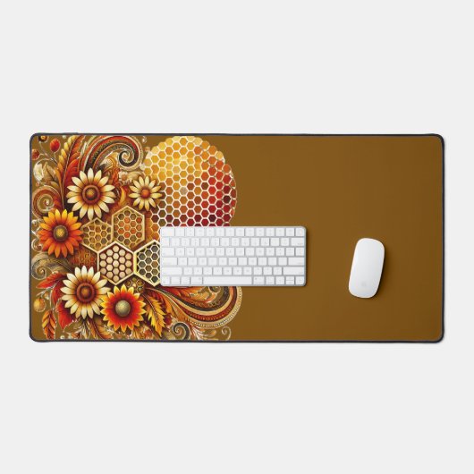 Mat de bureau abeille | Peigne de miel et design f (Clavier et souris)