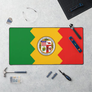 Mat de bureau avec drapeau de Los Angeles, USA