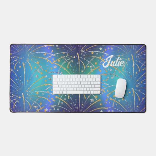 Mat de bureau avec Faux Gold & Silver Fireworks (Clavier et souris)